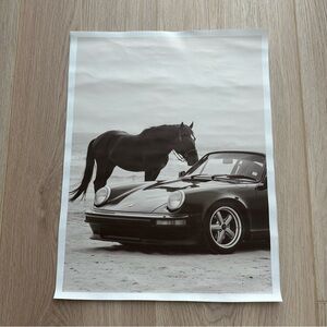 Horse Vintage Car Canvas Art Print Poster